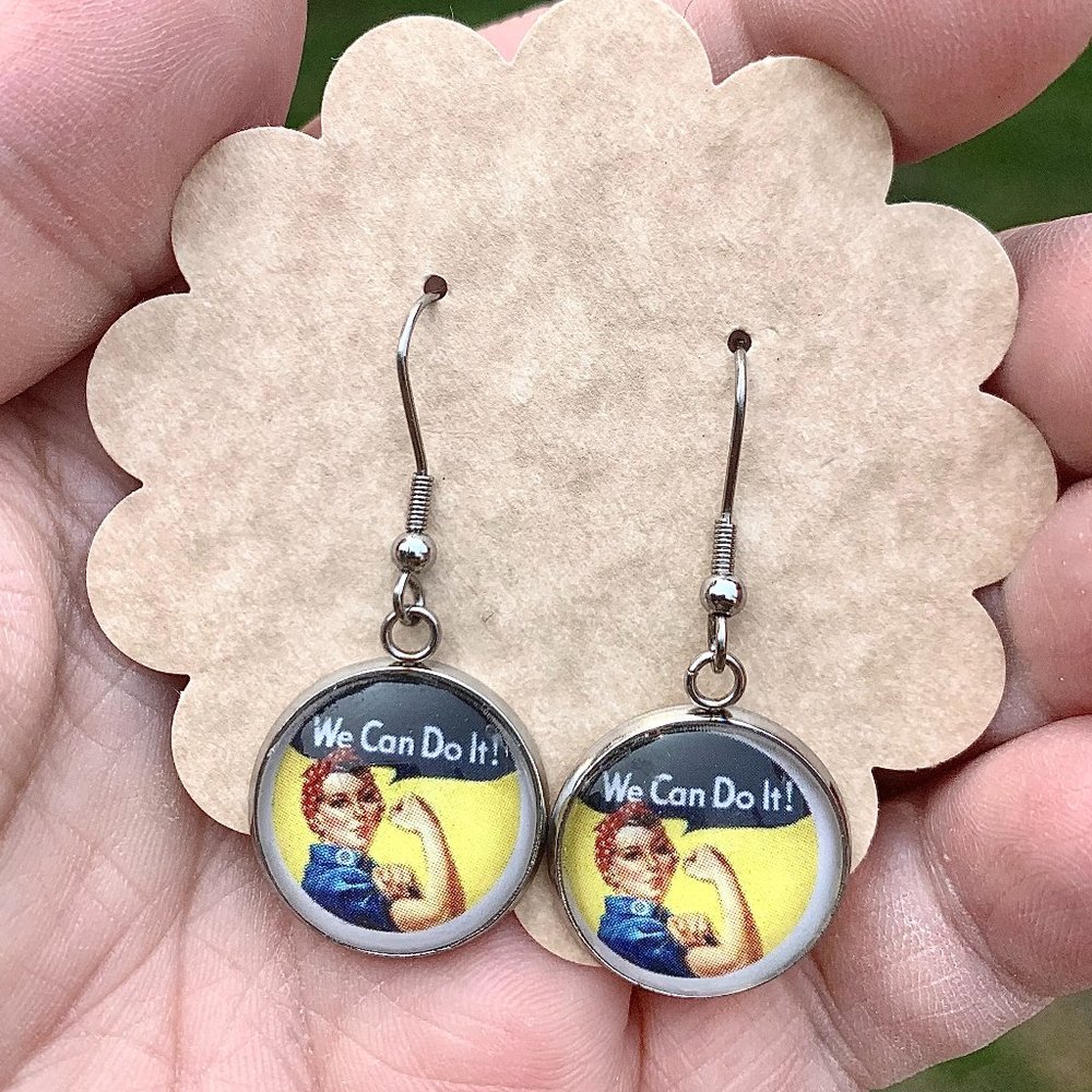 Rosie The Riveter Dangle Earrings